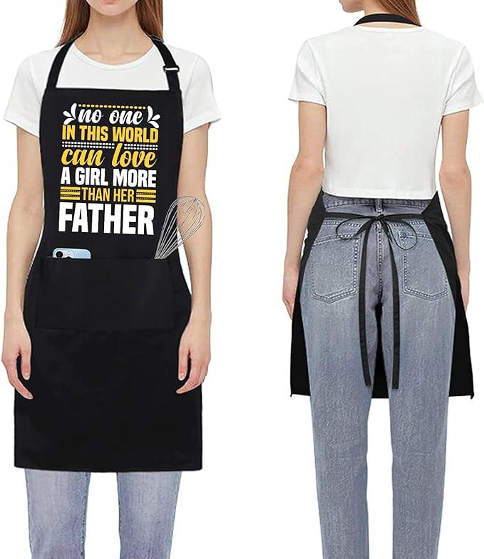 Drawelry Funny Aprons for Men Dad: Birthday Gifts Grill Cooking BBQ Waterproof Apron for Dad, Adjustable Neck Strap Kitchen Baking