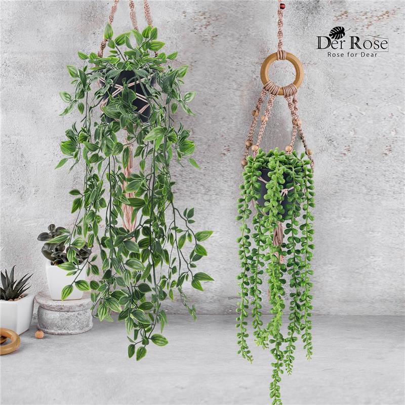 4 Pack Fake Hanging Plants Artificial Decor Faux Potted Greenery Hanging Plants Indoor for Room Home Shelf Outdoor Decor