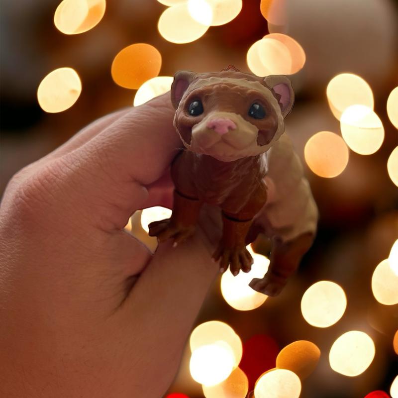 Sable Ferret - Articulated 3D Printed - Unique Home Decor Ornament