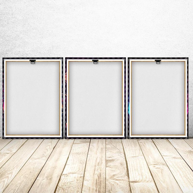 Game Console Neon Pattern Canvas Painting with Frame, 3 Counts set Creative Wall Art Poster, Wall Art Decor for Home Living Room Bedroom Office