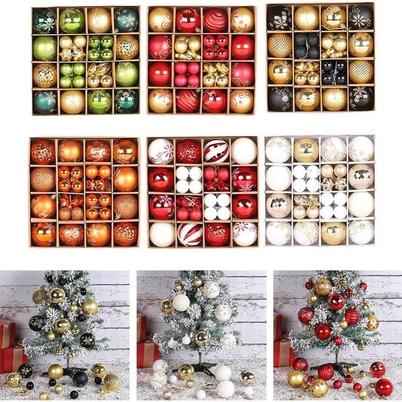 Christmas Ball Ornament, 44pcs set Mixed Color Shatterproof Christmas Ball, Festive Decorations for Home Party Christmas Tree, Home Decor