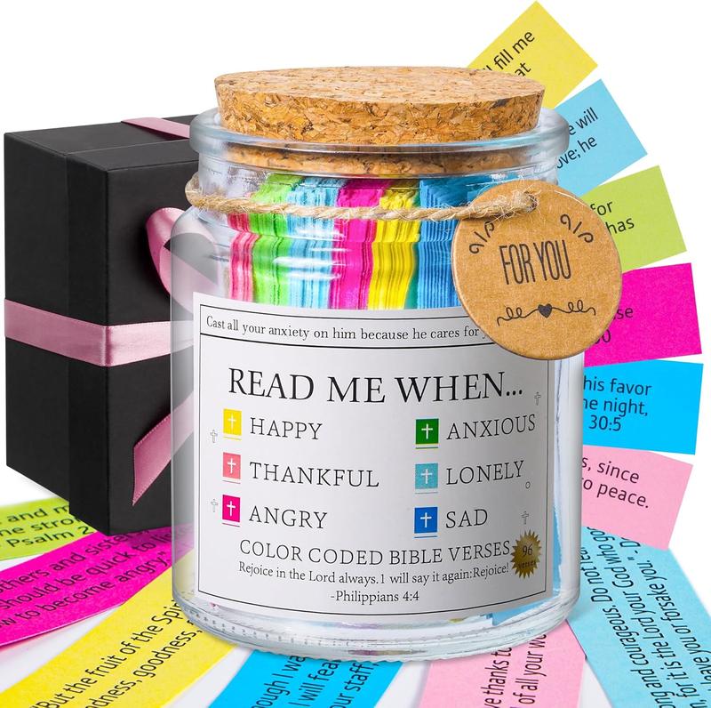 Bible Verse Jar,Read Me When Bible Verses Jar for Emotions and Feelings,Scripture Prayer Cards Hope Jar,Religious Graduation Gift,Bible Study Church Christian Gifts for Women Men Mom Dad Friend