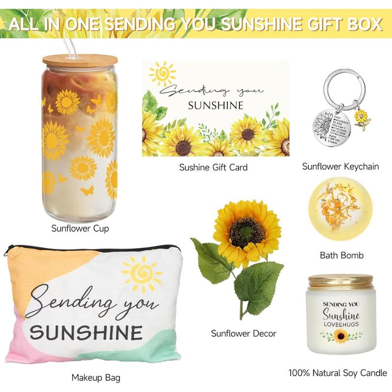 Birthday Gifts for Women, Get Well Soon Gifts Sending Sunshine Sunflower Gift Baskets Self Care Gifts for Women  Friends Bestie Sister Mom Female