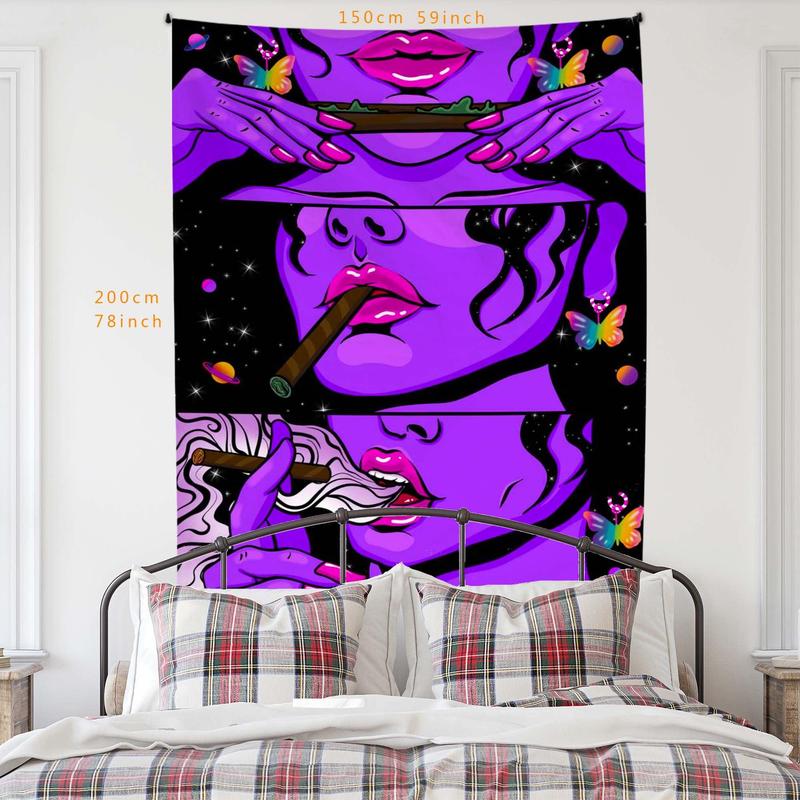 Girl Pattern Tapestry, Modern Wall Decor Hanging Tapestry, Polyester Aesthetic Poster for Bedroom Dorm Room Decor, Bedroom Accessories for Home Decor, Dorm Essentials