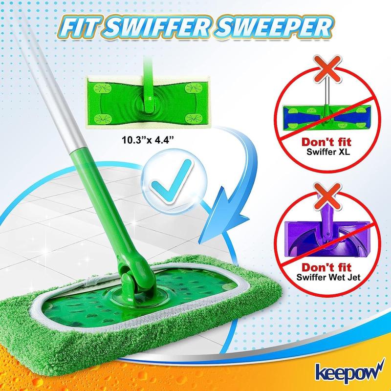 KEEPOW Reusable Flat Mop Microfiber Cotton Cloths for All 10 Inches Flat Mop 4 Packs (mop is not included)