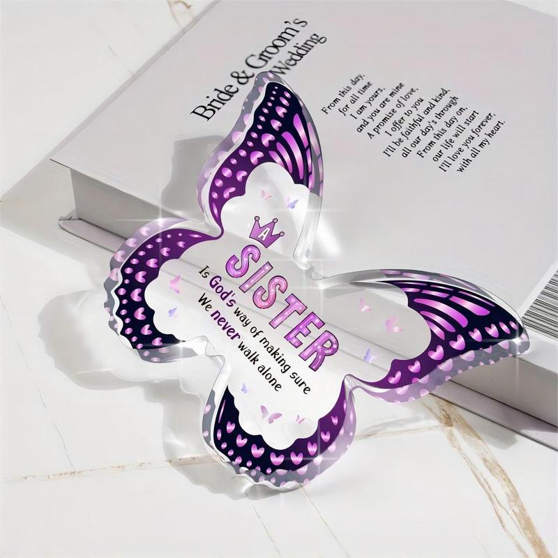 Butterfly Shaped Acrylic Ornament, Creative Sister Gift, Sister Birthday Gift, Unique Sister Gift, Gift for Sister, Wedding Gift