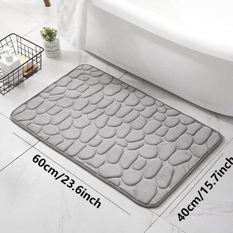 Cobblestone Pattern Bath Mat, 1 Count Memory Foam Non-slip Bathroom Rug, Soft Absorbent Bath Mat for Bathroom Accessories