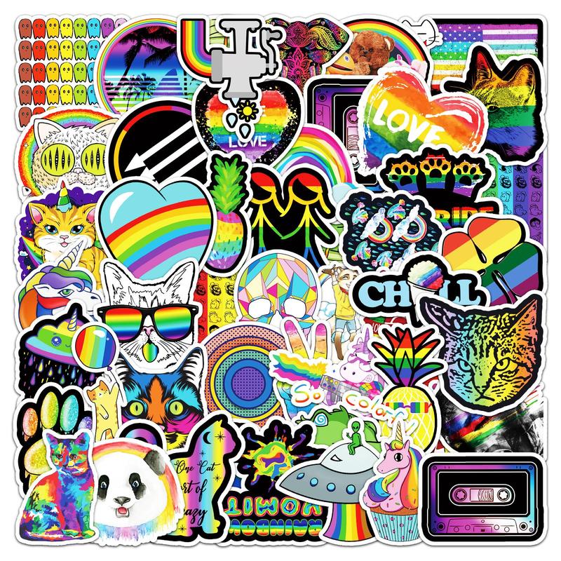 Cartoon Pattern Sticker, 50pcs set Colorful Cute Decorative Sticker, DIY Decals for Phone Case, Computer, Bag, Water Cup, Scrapbook