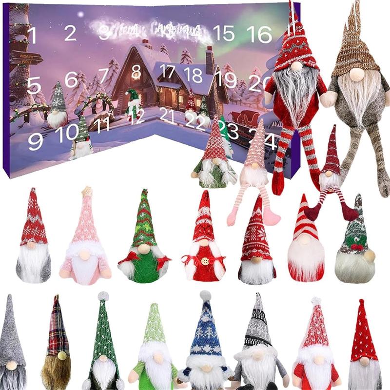 Christmas Advent Calendar Gift Box, Christmas Gift Party Blind Box, Contains 24 Gnome Design Dolls, Perfect Gift for Holidays