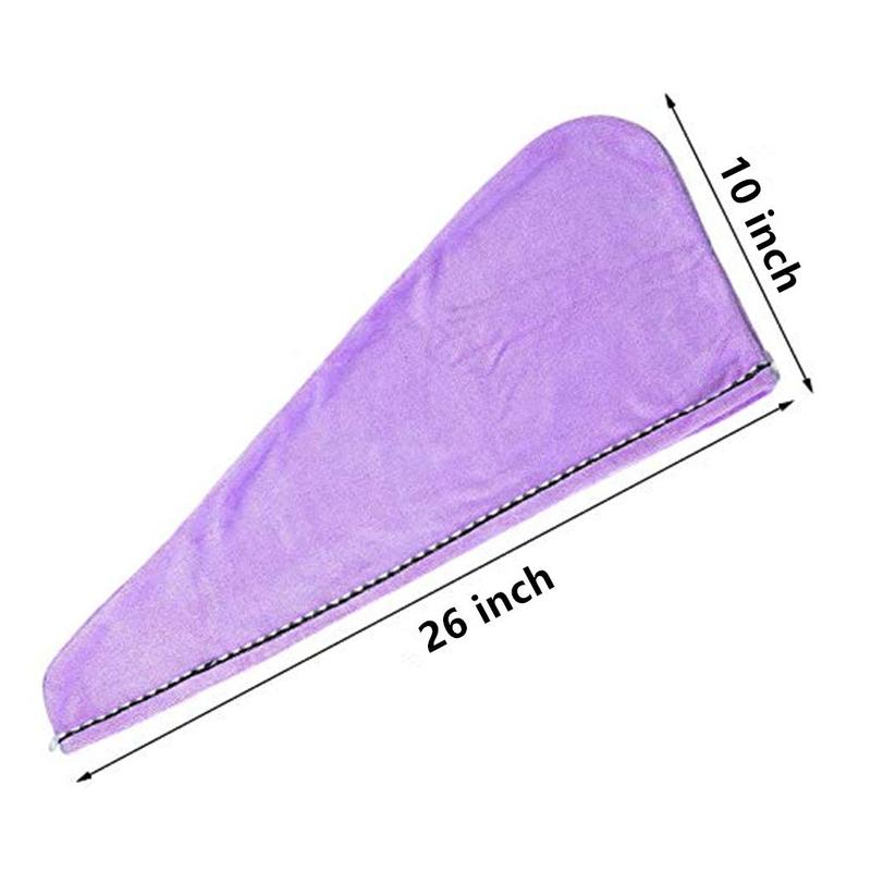 Microfiber Hair Towel for Women 2 Pack, Super Absorbent Hair Towel Wrap Turbans for Wet Hair Drying Anti-Frizz Head Towels with Button for Curly, Long, Short Hair - (Purple + Red)