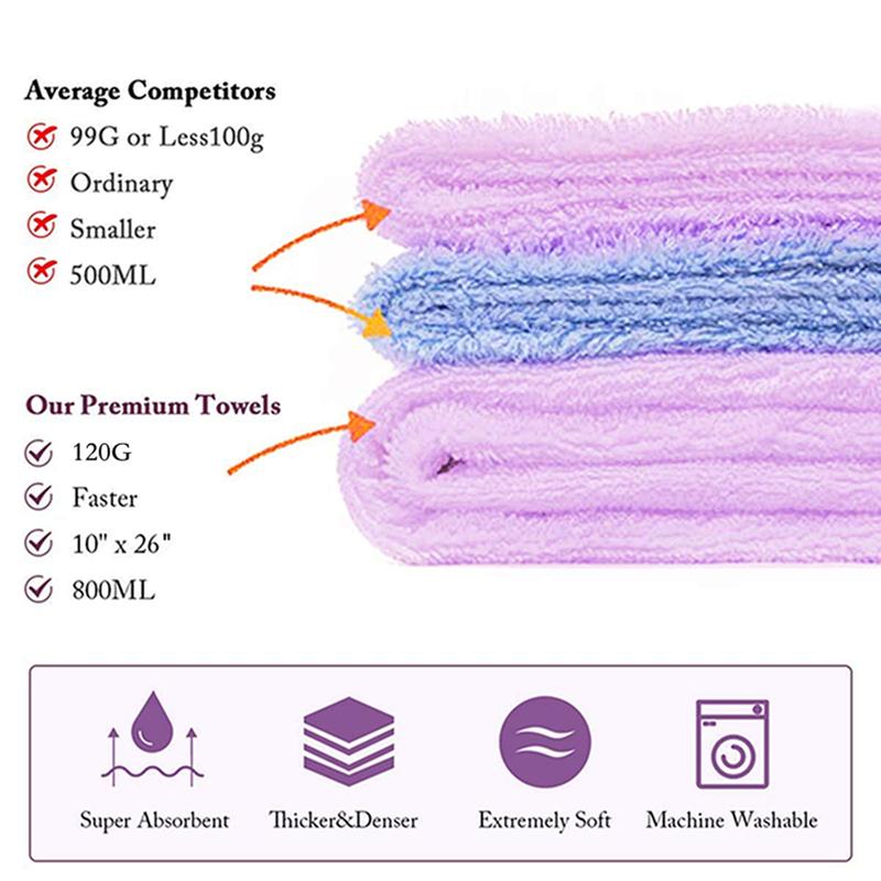 Microfiber Hair Towel for Women 2 Pack, Super Absorbent Hair Towel Wrap Turbans for Wet Hair Drying Anti-Frizz Head Towels with Button for Curly, Long, Short Hair - (Purple + Red)