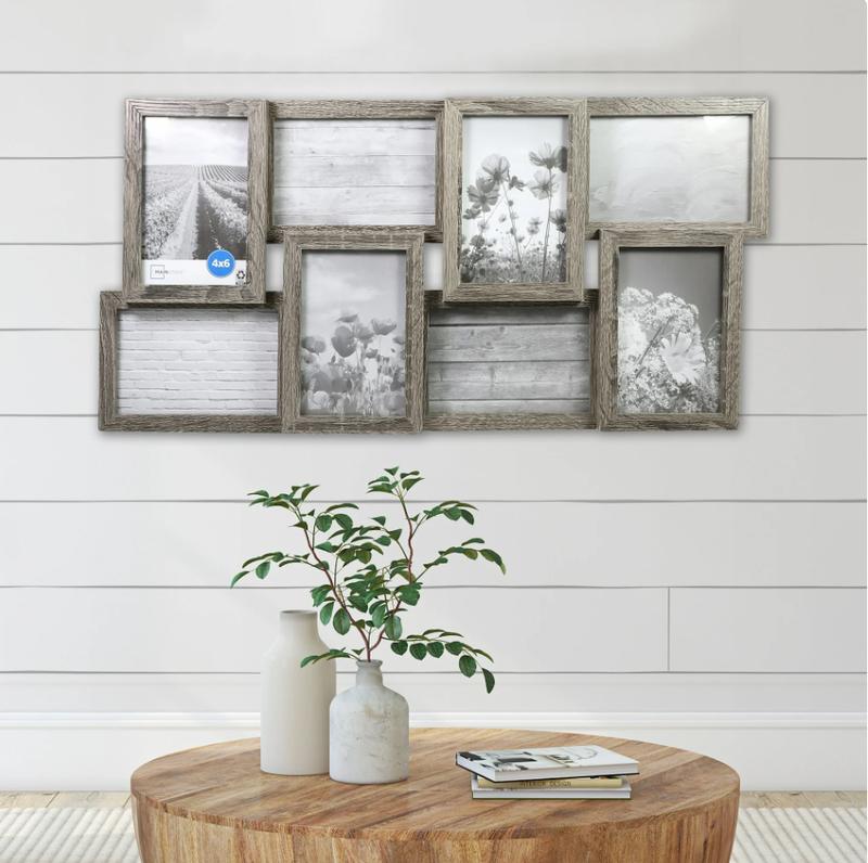 4x6 8-Opening Linear Gallery Collage Picture Frame, Rustic Gray