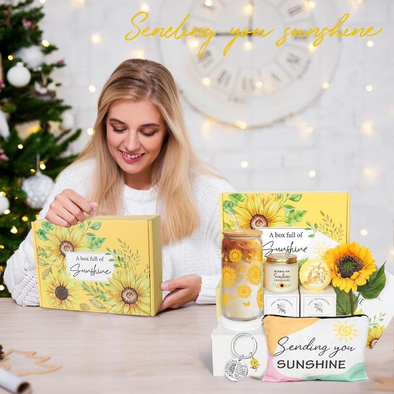 Birthday Gifts for Women, Get Well Soon Gifts Sending Sunshine Sunflower Gift Baskets Self Care Gifts for Women  Friends Bestie Sister Mom Female