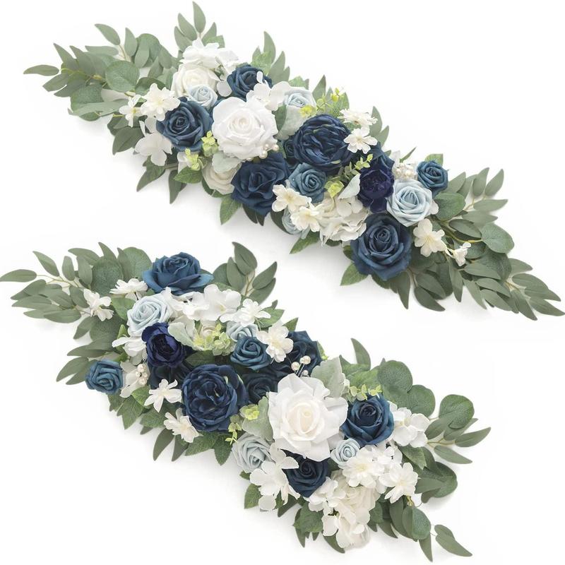 2Pieces Artificial Flower, Artificial Wedding Flowers Row Champagne Table Runner Centerpiece Arrange Reception Arches Wall Setting Decor