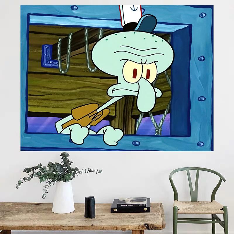 sponge baby Cartoon Back WallTapestry Wall Decoration BackgroundCloth Bedroom Dormitory RentalRoom Wall Tapestry. AnimeSquidward University DormitoryPrivate Room Man Cave FraternityWall Decoration Plastic Surgery