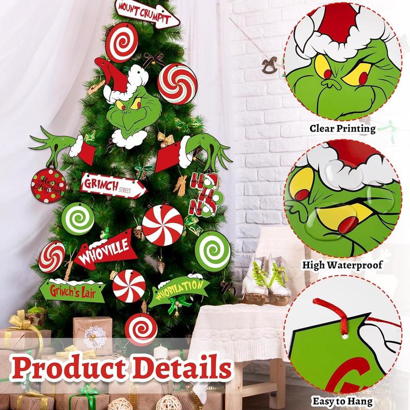 21pcs Christmas Hanging Ornaments - Paper Cards Christmas Thief Cutouts Hanging Decorations for Christmas Tree Party Supplies Home Door Wall Decor Gift