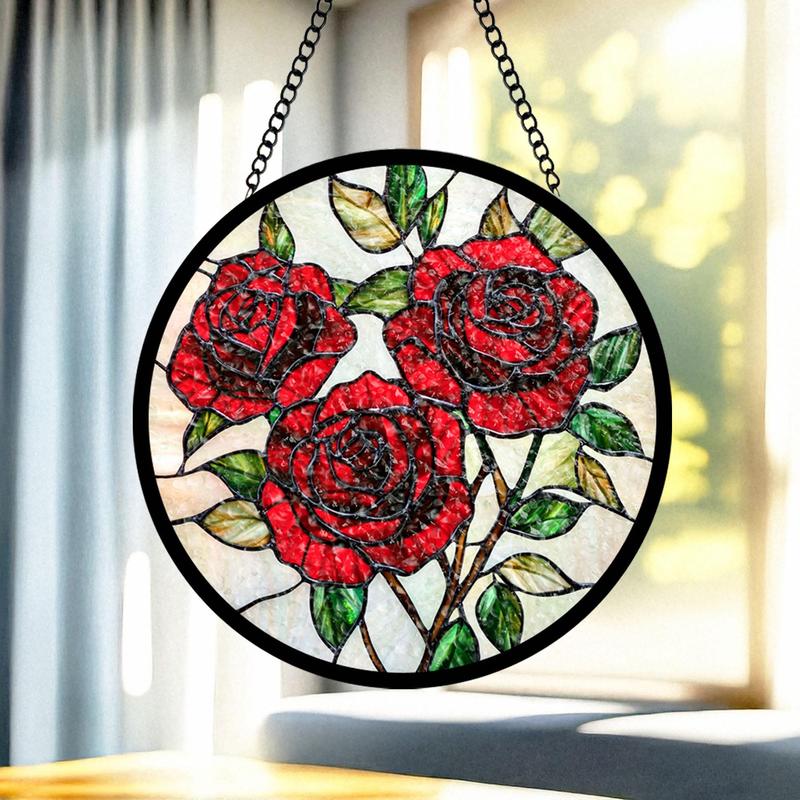 Birth Month Flower Stained Glass Suncatcher Window Hangings, Birth Flower Floral Home Decor Door Hanger Suncatchers Decor, Stained Glass Art