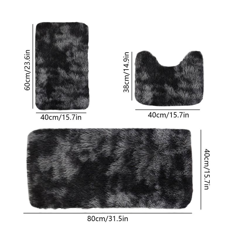 3 Pcs Bath Mat Set Toilet Mats Soft Plush Thick Bathroom Rugs Water Absorption Rubber Non Slip Mixed Color Printed