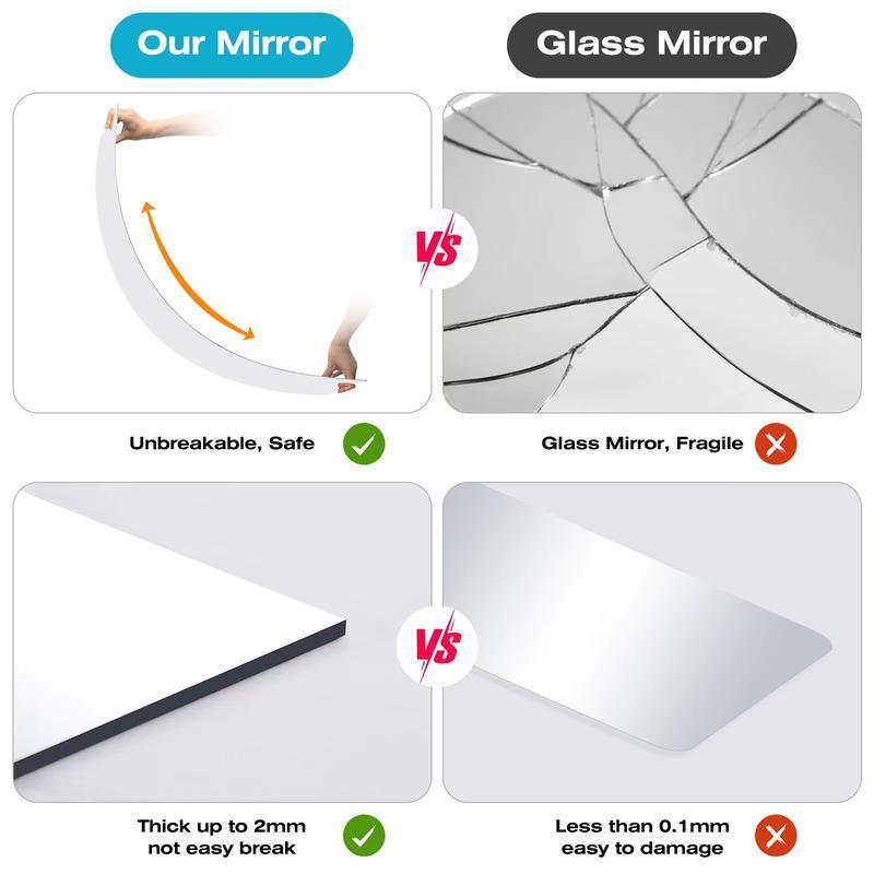 Portable Full Length Soft Mirror,Acrylic Mirror,High Definition Mirror, Back Sticker Adhesive, Seamless Rustproof Crushproof Mirror,Space-saving For Your Apartment,House Living Room,Bedroom,Bathroom,Closet(47.25*15.75*0.1 inches)