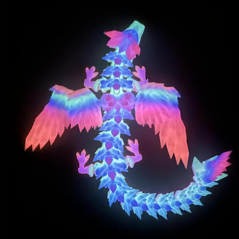 3D Crystal Dragon, Destk Decord Dragon Articulated, 3D Printed Bookshelf Decoration Glow in the Dark, 1 Count Ornaments