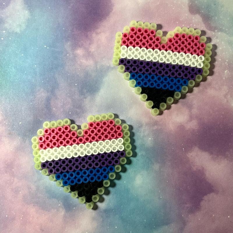 Pride Heart Perler Kandi Fridge Locker Magnet