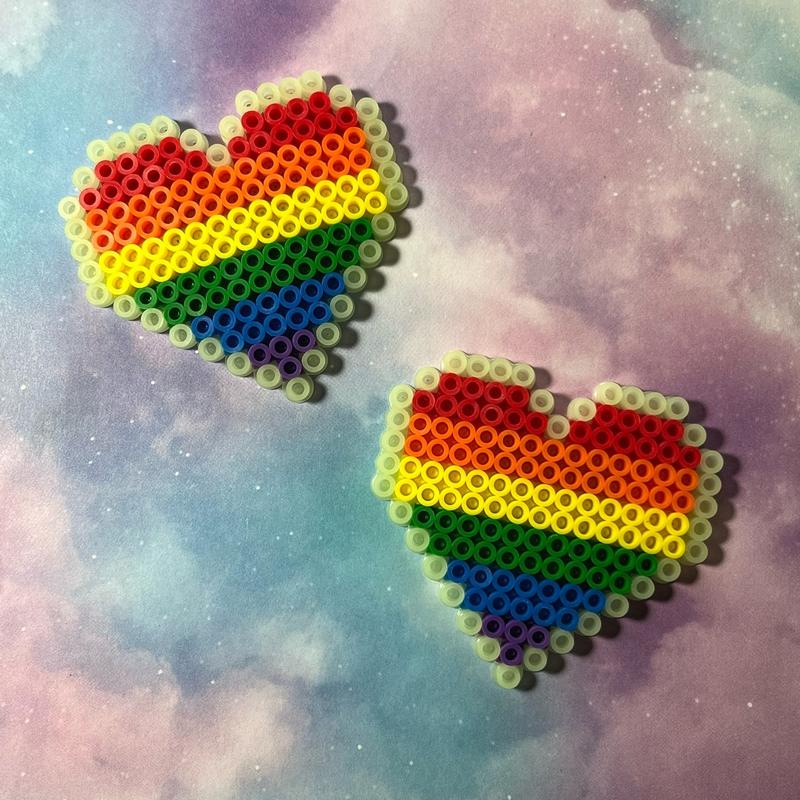 Pride Heart Perler Kandi Fridge Locker Magnet