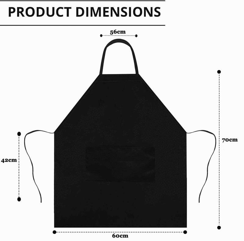 Black Bib Apron Unisex Dress With 2 Pockets for Kitchen Cooking Restaurant BBQ Painting Crafting