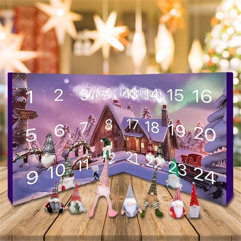 Christmas Advent Calendar Gift Box, Christmas Gift Party Blind Box, Contains 24 Gnome Design Dolls, Perfect Gift for Holidays