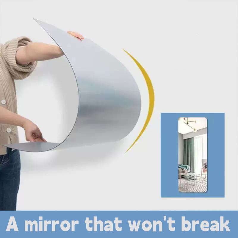 Portable Full Length Soft Mirror,Acrylic Mirror,High Definition Mirror, Back Sticker Adhesive, Seamless Rustproof Crushproof Mirror,Space-saving For Your Apartment,House Living Room,Bedroom,Bathroom,Closet(47.25*15.75*0.1 inches)