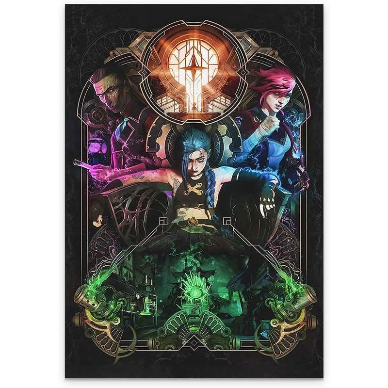 Arcane Jinx animated movie poster Canvas Prints Wall Art poster Home Decor Room Anime Design (A,24x36inch Unframed)