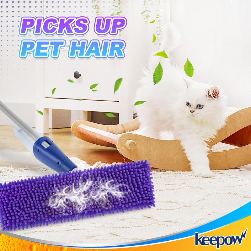 KEEPOW Pet System Microfiber Sweeping Pad for Mop, Replacement Pad for Floor Cleaner Dog & Hardwood Floors, 18 Inch Washable Cleaning & Dusting Pads, Attracts & Picks Up Pet Hair