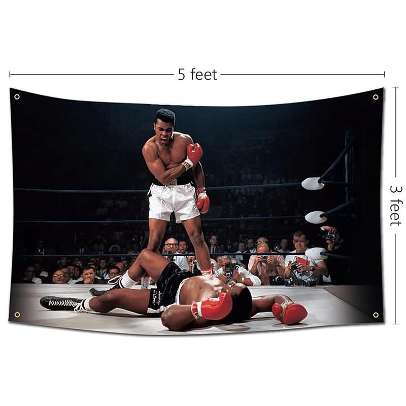 Muhammadd Ali Boxing Sports 3x5Ft Flag Tapestry for Wall Hanging College Dorm Room Man Cave Decorations Bedroom Living Room Banner