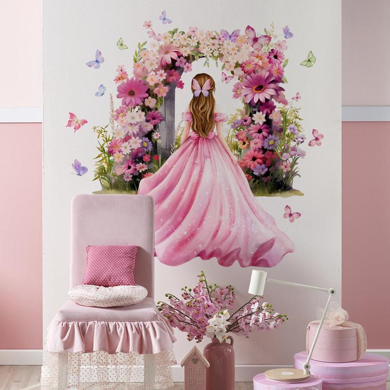 Princess & Butterfly Pattern Wall Sticker, 2 Counts set Peel & Stick Wall Decal, Wall Art Decor for Home Living Room Bedroom Dining Room Kitchen