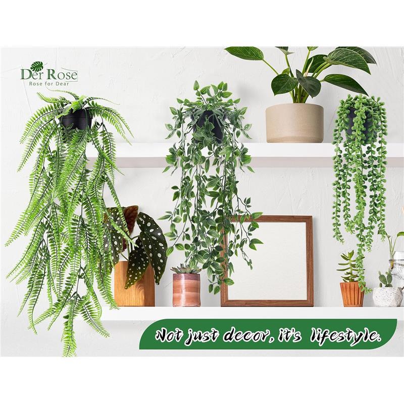 4 Pack Fake Hanging Plants Artificial Decor Faux Potted Greenery Hanging Plants Indoor for Room Home Shelf Outdoor Decor