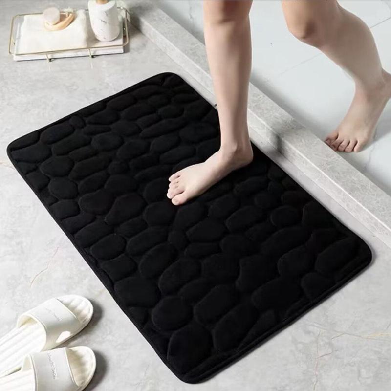 Cobblestone Pattern Bath Mat, 1 Count Memory Foam Non-slip Bathroom Rug, Soft Absorbent Bath Mat for Bathroom Accessories