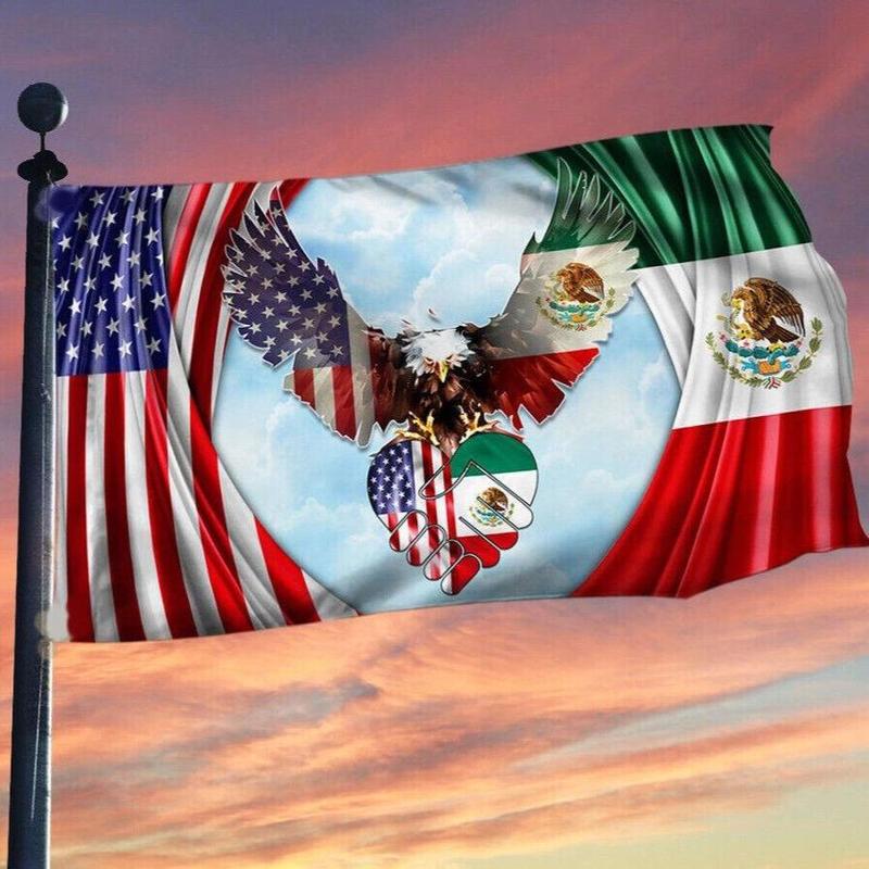 Mexico Flag x America Flag   US Flag 3x5 Flag, Men's Room Flag Durable Polyester for Indoor Outdoor Display - Banners Pack