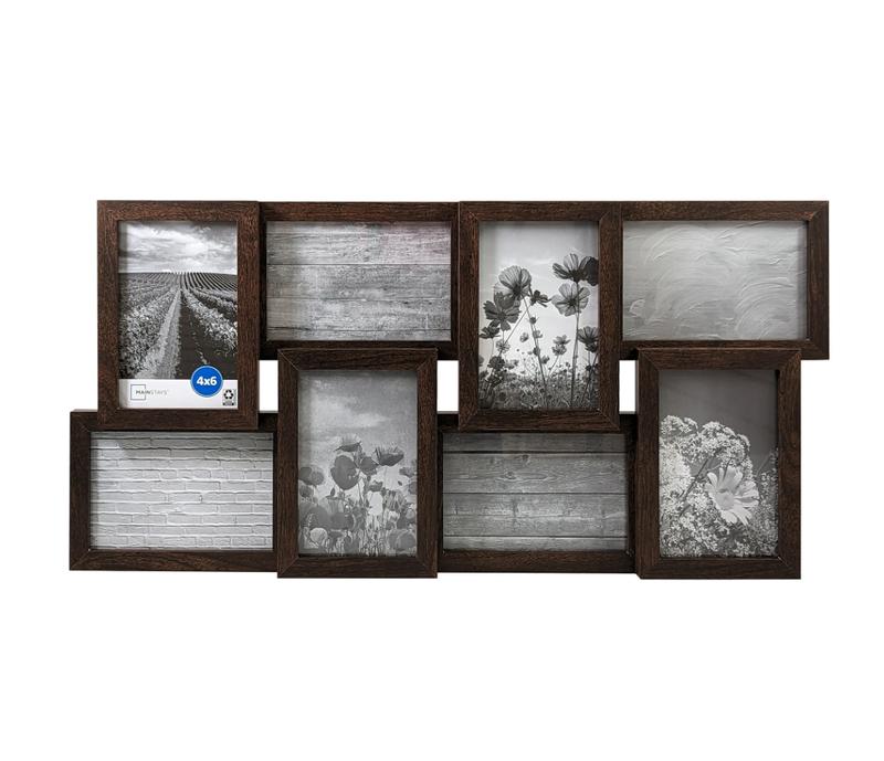 4x6 8-Opening Linear Gallery Collage Picture Frame, Rustic Gray