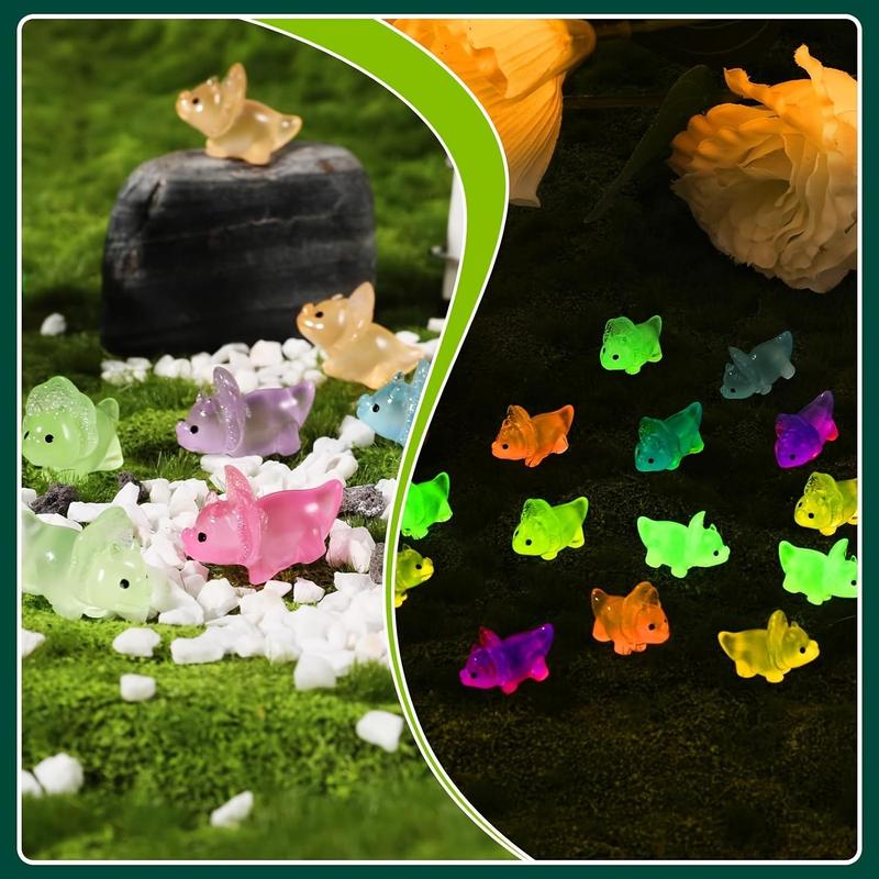 Summer Cute Mini Dinosaur Shaped Resin Ornaments, 20 50pcs Luminous Mini Dinosaur Decoration, Micro Landscape Decorations, Luminous Small Dinosaur