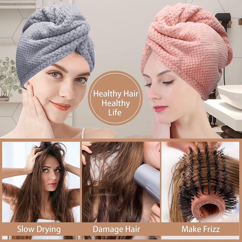 Pineapple Grid Pattern Hair Drying Towel, 3 Counts set Soft & Highly Absorbent Hair Towel Wrap, Hair Drying Cap for Women & Men