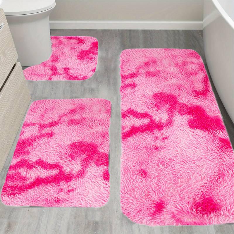 3 Pcs Bath Mat Set Toilet Mats Soft Plush Thick Bathroom Rugs Water Absorption Rubber Non Slip Mixed Color Printed