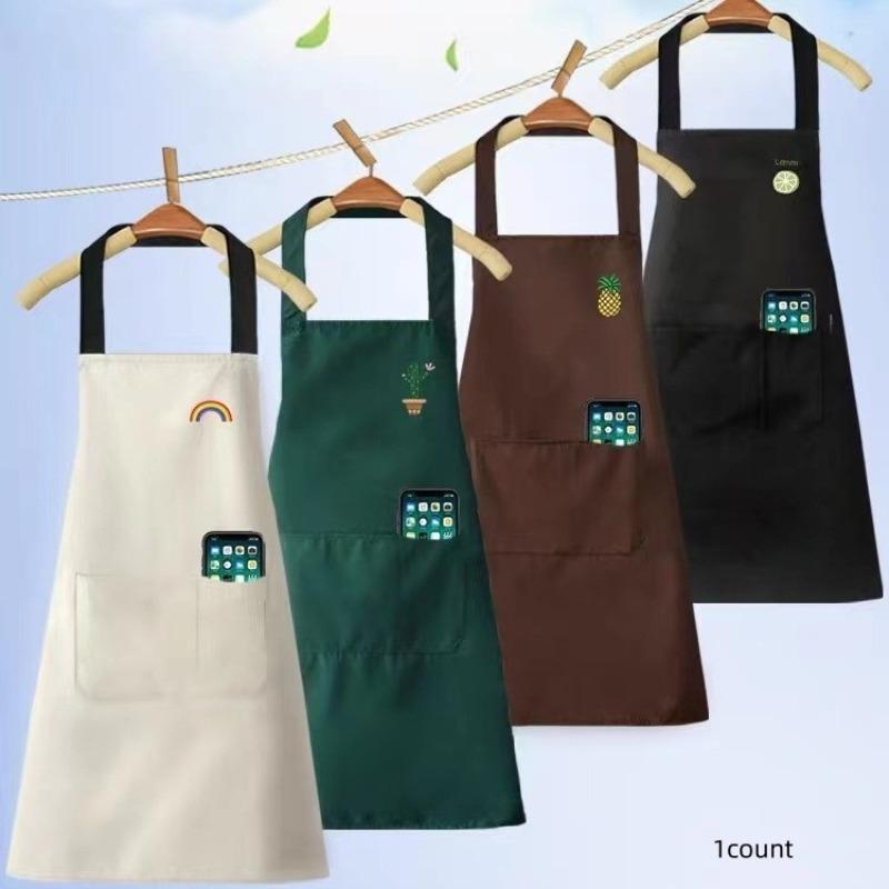 Cute Cartoon Pattern Apron, 1 Count Waterproof & Oil-proof Kitchen Apron with Pocket, Kitchen Cooking Apron for Men & Women