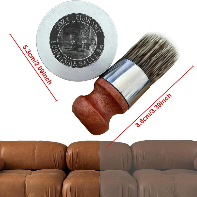 Furniture Leather Care Kit, 1 Set Including Leather Furniture Salve and Boar Bristle Brush, Household Cleaning Supplies for Home