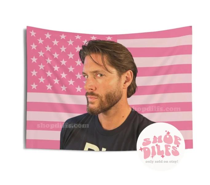 Jensen Ackles Pink Wall Tapestry American Flag | Supernatural | Dean Winchester