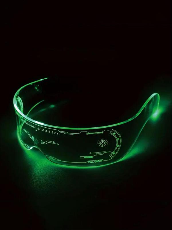 Y2k Glow in The Dark Eyeglasses for Beach Vacation, Sunglass Trends 2024 Punk Luminous Eyeglasses for Party, Club Future Tech Led Party Music Festival