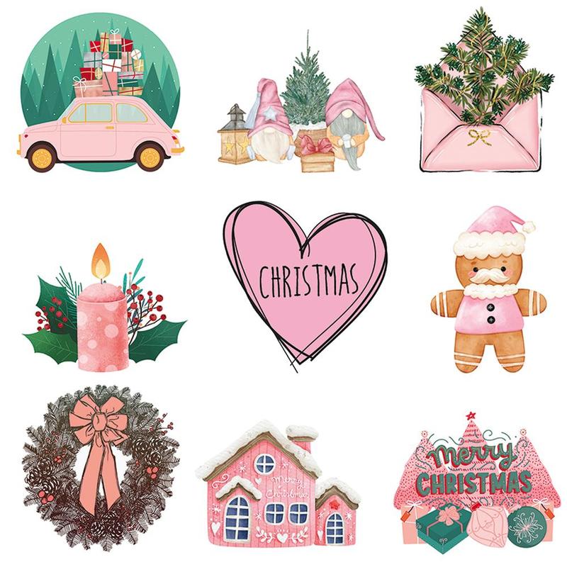 Christmas Series Sticker, 50pcs set Waterproof Self Adhesive Decor Paper, Decor Sticker for Gift Greeting Card Water Bottle Laptop Phone