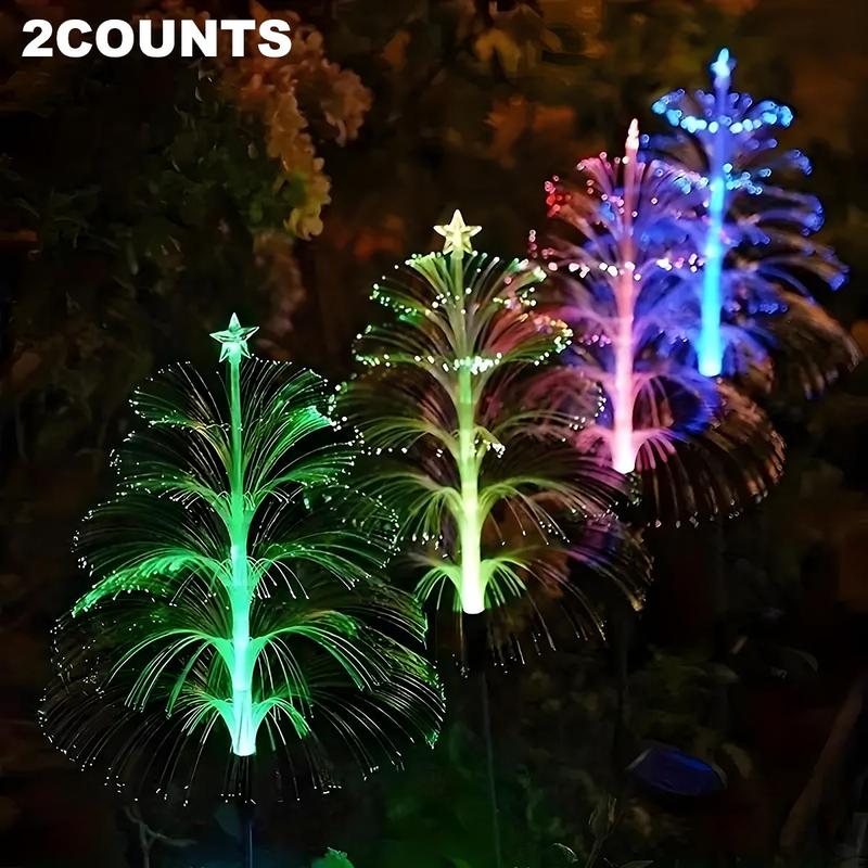 Christmas Solar Powered Tree Shaped Light, 2 4 Counts Waterproof LED Decorative Light Garden Decorations, Outdoor Decorative Light for Garden Path Holiday Decoration