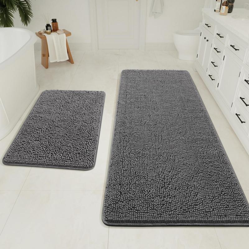 Bathroom Mat Set, 2 Counts set Soft Non-slip Bath Rug, Rectangular Mat, Water Absorbent Bathroom Mat, Bathroom Accessories