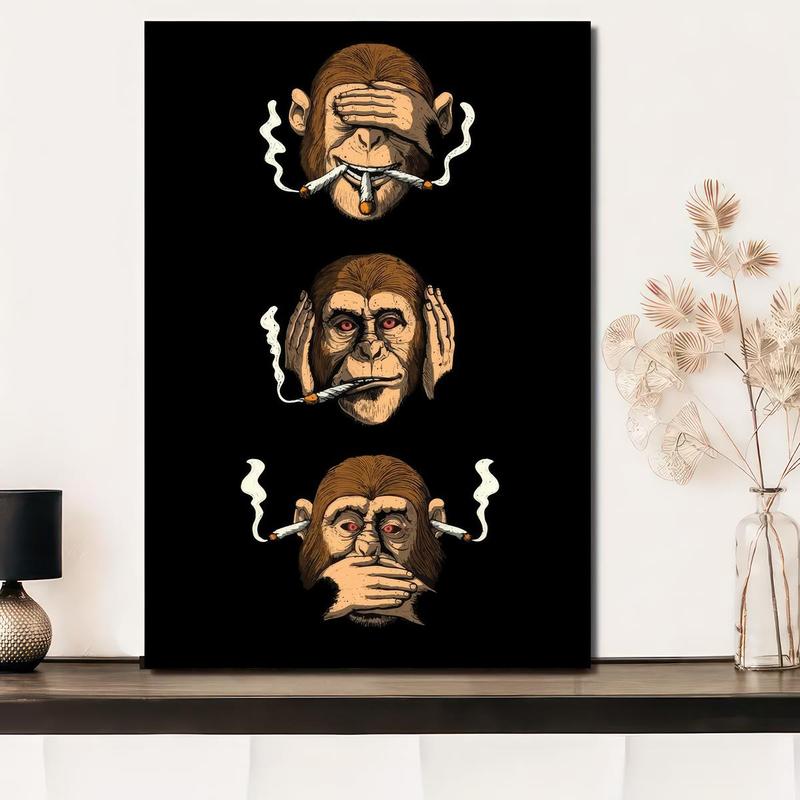 1 count Vintage Smoking Monkey Canvas Poster - Unique Wall Art for Living Room and Kitchen Decor - No Frame NeededNo frame Ornaments Decoration Photo Artistic