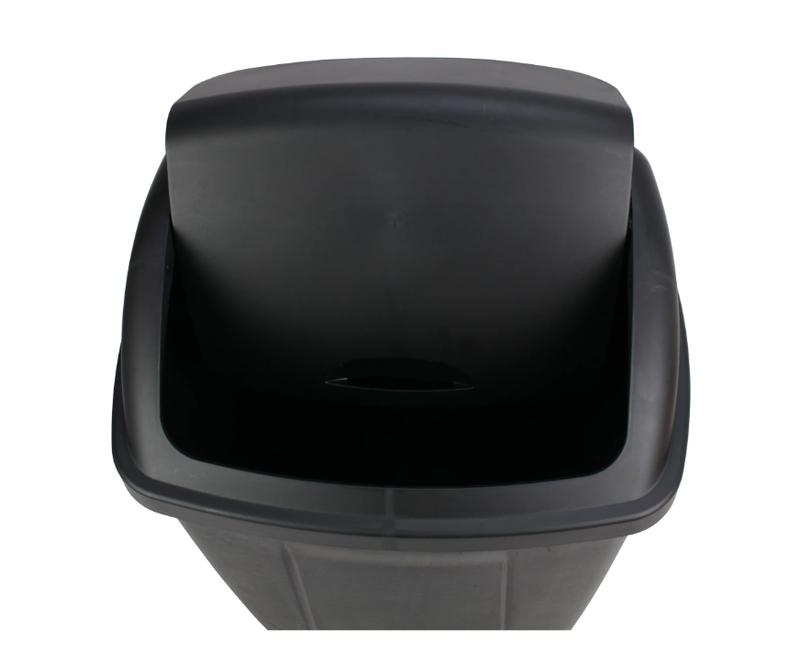 13 Gallon Trash Can, Plastic Swing Top Kitchen Garbage Trash Can, Black