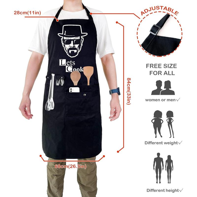 Funny Cooking Chef Apron with Pockets BBQ Kitchen Work Aprons Birthday Dad Creative Gifts